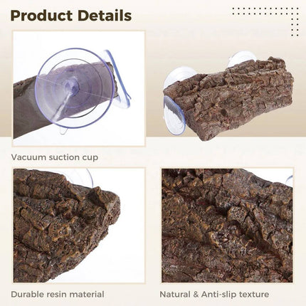 Reptile Turtle Basking Platform Resin Bark Climbing Terrace Suction Cup Tank