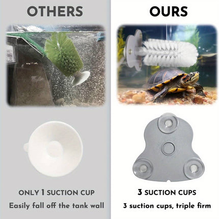 Suction Cup Cleaning Brush Soft Bristle Turtle Shell and Glass Tank Scrubber