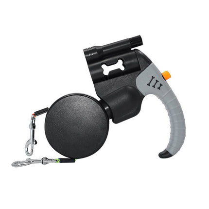 Dual Retractable Dog Leash with Light Black Grey