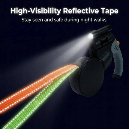 Dual Retractable Dog Leash with Light Black Grey