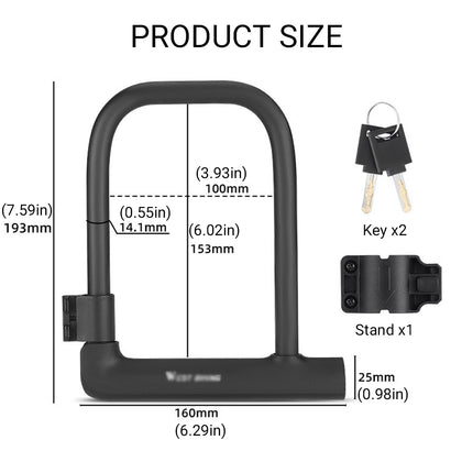 Bicycle U Shaped Lock Anti Theft Lock Cycling Equipment Bike Security Lock