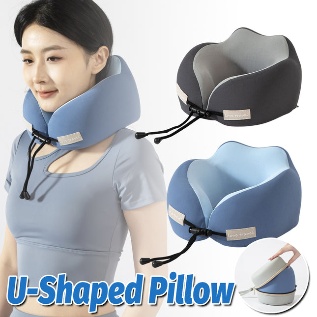 Travel Neck Pillow Memory Foam U Shape Grey Cushion for Airplane Train Support
