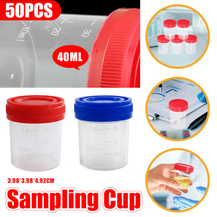 50PCS Disposable Sampling Cup With Lid 40ml Specimen Container For Lab Medical