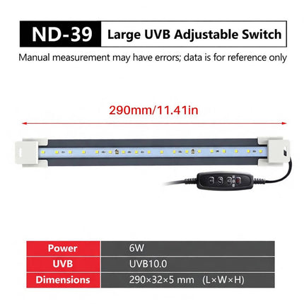 UVB 10 LED Reptile Lamp Bar 6W 290mm with Controller