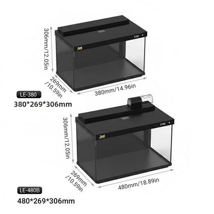 Ultra White Glass Fish Tank Desktop Aquarium Built In Filter Pump LED Oxygen