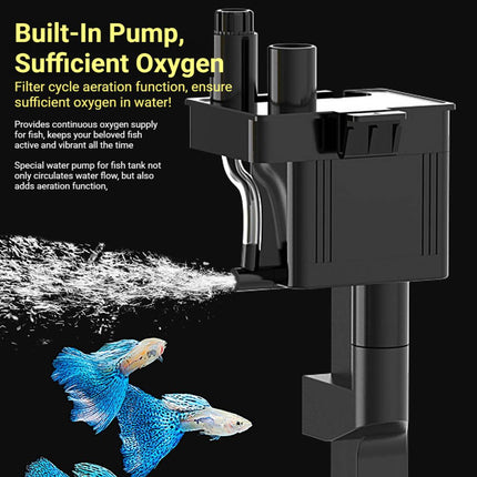 Ultra White Glass Fish Tank Desktop Aquarium Built In Filter Pump LED Oxygen