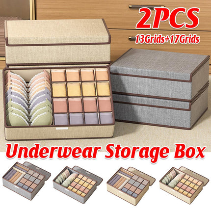 2pcs Drawer Organizer Divider Foldable Storage Box for Bra Sock Underwear Closet