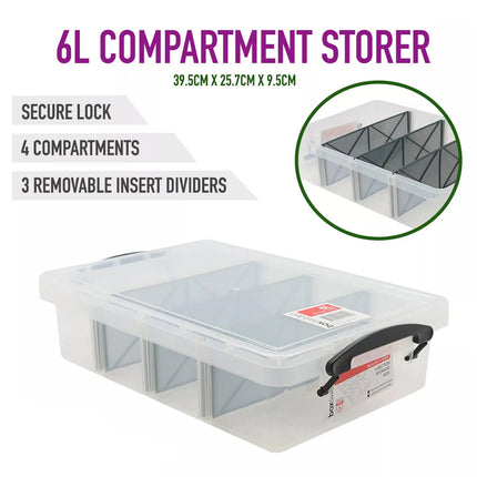 Compartment Storage Container Removable Dividers Clear Craft Tool Box