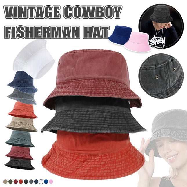 Unisex Men Women Washed Cotton Outdoor Camping Sports Bucket Hats Fisherman Hat