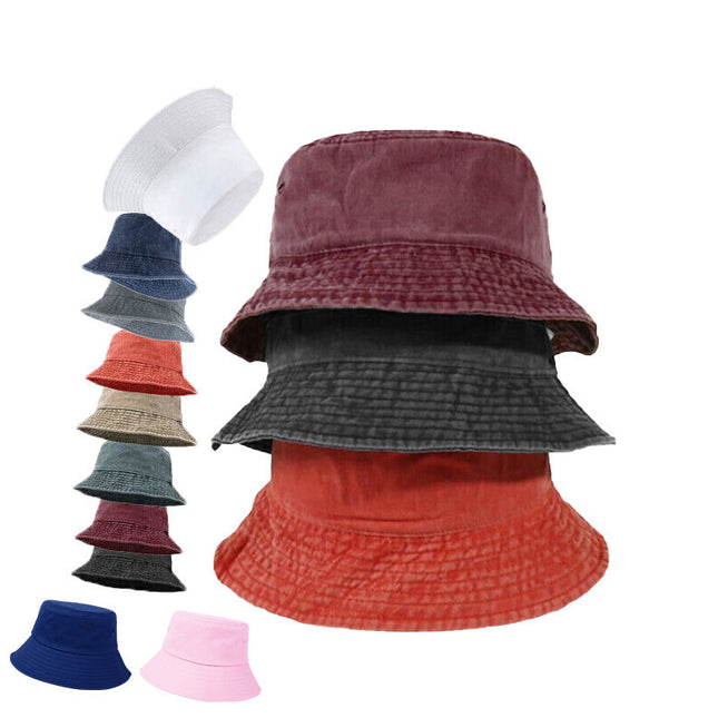 Unisex Men Women Washed Cotton Outdoor Camping Sports Bucket Hats Fisherman Hat