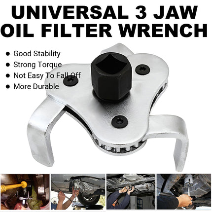 Universal 3 Jaw Oil Filter Wrench Tool for Car Truck Motor Engine Maintenance
