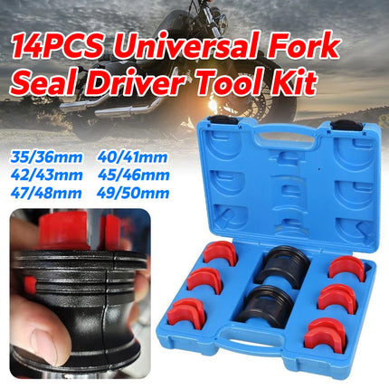 14PCS Universal Fork Seal Driver Tool Kit 35-50mm for Motorcycle Fork Oil Seal