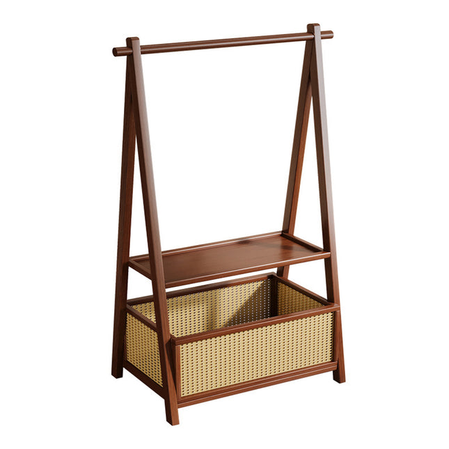 Household Upright Clothes Rack with Storage Basket Stable for Home Bedroom Use