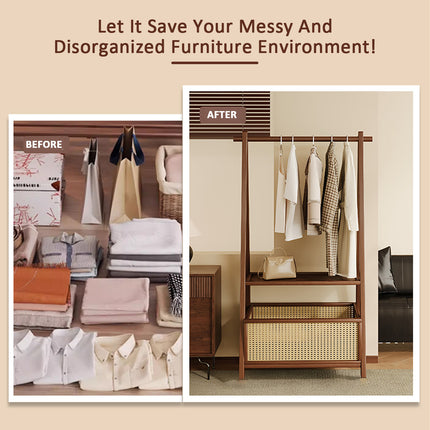 Household Upright Clothes Rack with Storage Basket Stable for Home Bedroom Use