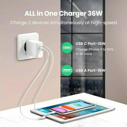 USB DUAL Type-C PD Quick Fast Wall Charger Adapter iPhone Port AU Plug Power - Aimall