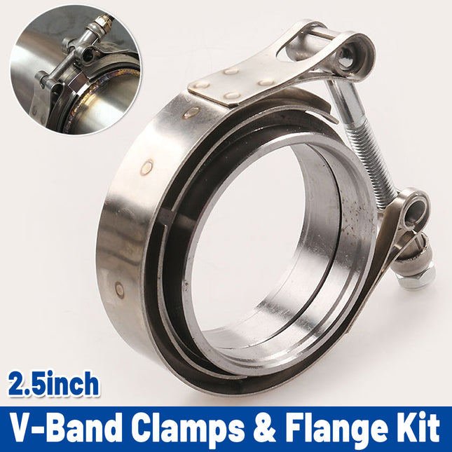2.5inch V Band Clamp Vband Mild Flange Kit Fits Exhaust Downpipe Tailpipe Set