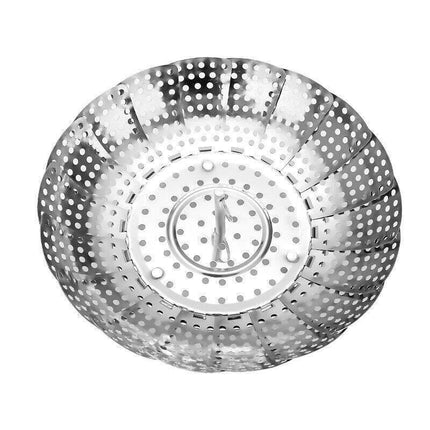 22CM Steam Vegetable Basket Stainless Steel Tray Mesh Cook Dish Folding Steamer - Aimall