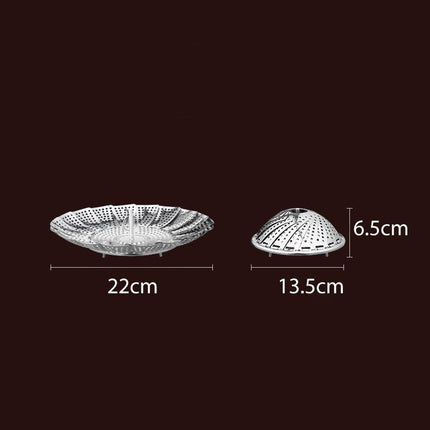 22CM Steam Vegetable Basket Stainless Steel Tray Mesh Cook Dish Folding Steamer - Aimall