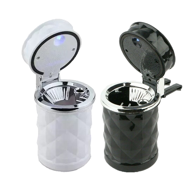 Car Ashtray Set 2PCS Portable Covered Ashtrays Universal Size Black Vehicle Use