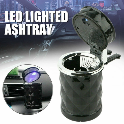 Car Ashtray Set 2PCS Portable Covered Ashtrays Universal Size Black Vehicle Use