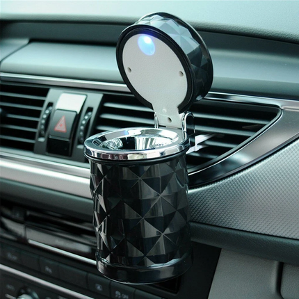 Car Ashtray Set 2PCS Portable Covered Ashtrays Universal Size Black Vehicle Use