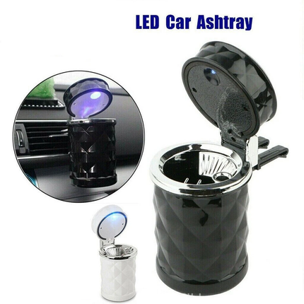 Car Ashtray Set 2PCS Portable Covered Ashtrays Universal Size Black Vehicle Use