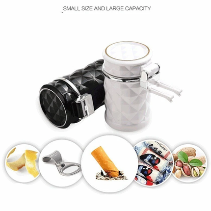 Car Ashtray Set 2PCS Portable Covered Ashtrays Universal Size Black Vehicle Use