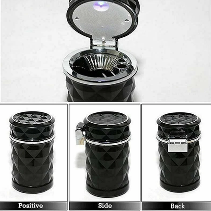 Car Ashtray Set 2PCS Portable Covered Ashtrays Universal Size Black Vehicle Use