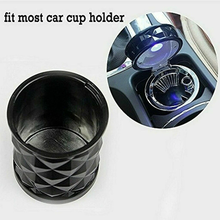 Car Ashtray Set 2PCS Portable Covered Ashtrays Universal Size Black Vehicle Use