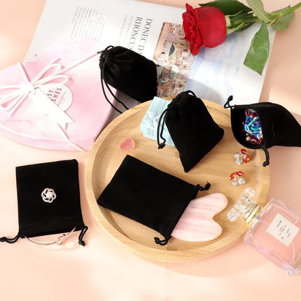 50pcs Premium Velvet Jewelry Drawstring Pouches Gift Wedding Party Organizer Bag