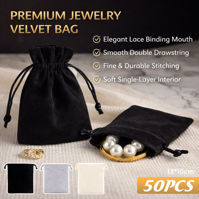 50pcs Premium Velvet Jewelry Drawstring Pouches Gift Wedding Party Organizer Bag