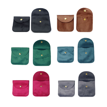 10pcs Velvet Jewelry Pouch Button Closure Thick Soft Ring Necklace Storage Bag