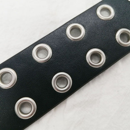 Double Grommet Holes Lether Belt 2-Row Studded For Women Men Punk Belts Use