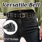 Double Grommet Holes Lether Belt 2-Row Studded For Women Men Punk Belts Use