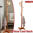 Freestanding Wooden Coat Rack Clothes Hanger with 8 Hooks for Entryway Bedroom