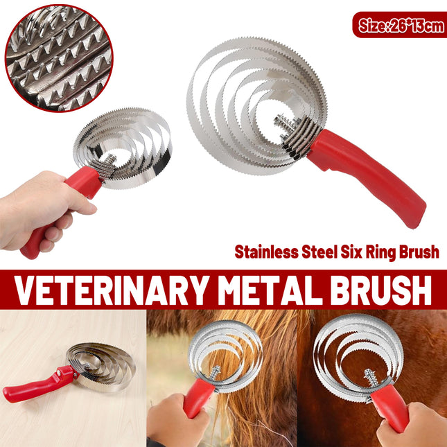 Stainless Steel Cattle Brush with Serrated Teeth Grooming Scraper for Horses Use