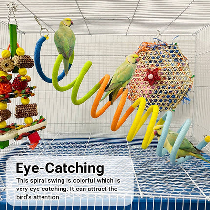 Colourful Spiral Bird Swing Toy Hanging Tunnel Perch for Small Parrots Budgies