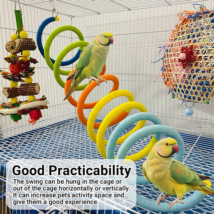 Colourful Spiral Bird Swing Toy Hanging Tunnel Perch for Small Parrots Budgies