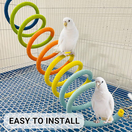 Colourful Spiral Bird Swing Toy Hanging Tunnel Perch for Small Parrots Budgies