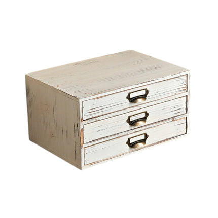 Vintage Solid Wood Handmade Drawer Storage Box Organizer File Jewelry Trinkets