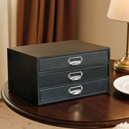 Vintage Solid Wood Handmade Drawer Storage Box Organizer File Jewelry Trinkets