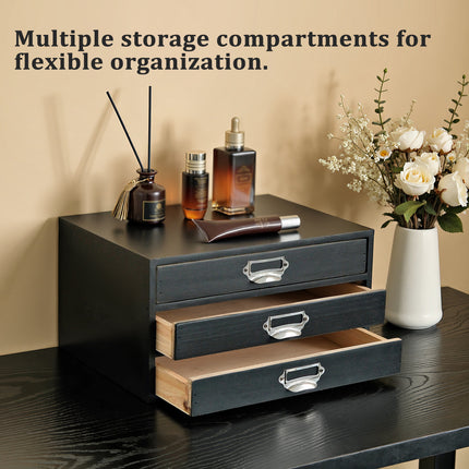 Vintage Solid Wood Handmade Drawer Storage Box Organizer File Jewelry Trinkets