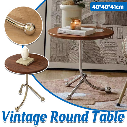 Vintage Style Round Side Table Small Accent Table for Living Room Bedroom Use