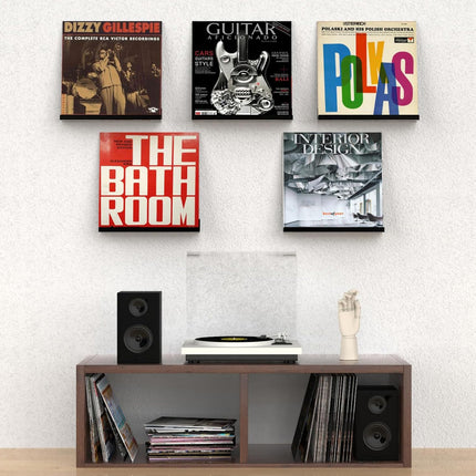 6PCS Wall Mounted Acrylic Vinyl Record Display Stand Durable Acrylic Material