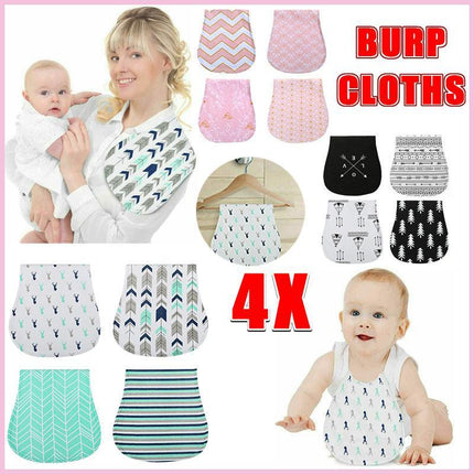 4x Baby Burp Cloths Fashion Organic Cotton Towels Burping Soft and Absorbent AU - Aimall