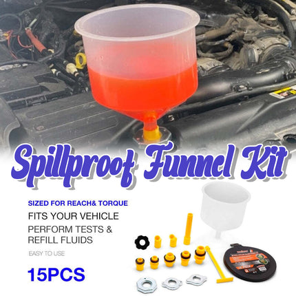 15pcs Spill Proof Radiator Coolant Refilling Funnel Kit Car Universal Adaptor