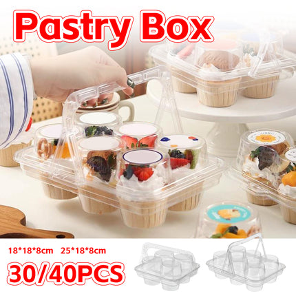 Clear Pastry Cake Box with Handle Portable Dessert Packaging Bakery Box Takeaway