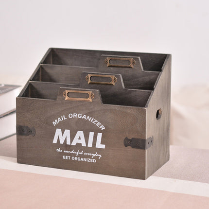 Wooden Storage Box Rectangular 3 Layer Durable for Home Office Desk Organiser