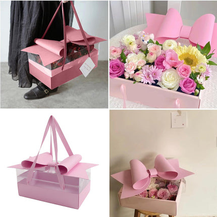 5PCS Bow Gift Box Transparent PVC Design with Ribbon Wedding Party Favor Boxes