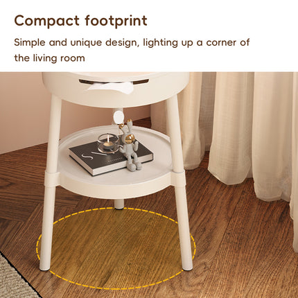 Minimalist Double Layer Small Round Table Build-In Paper Box Space Saving
